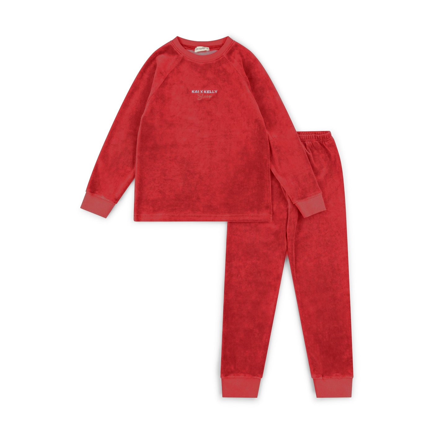 Velour Embroidered Pjs - Burnt Coral