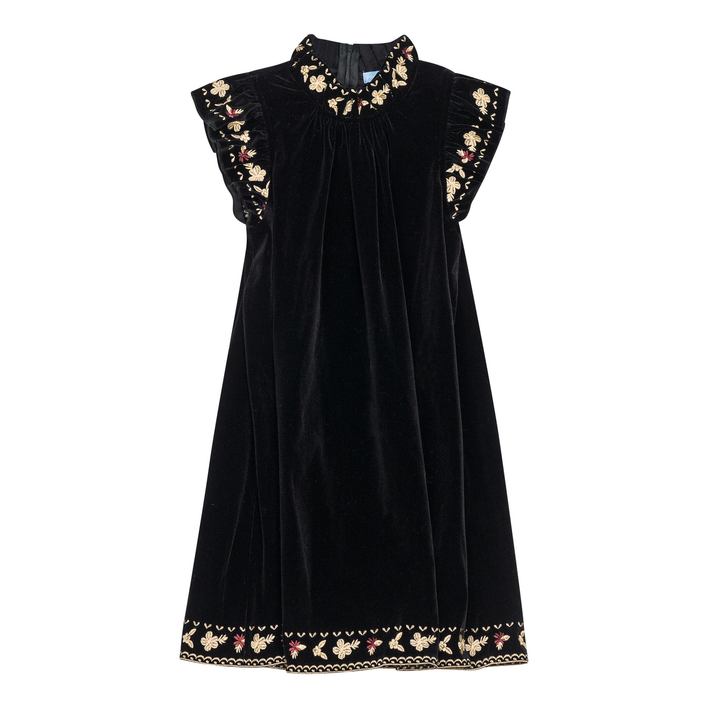 Embroidered Velvet Dress