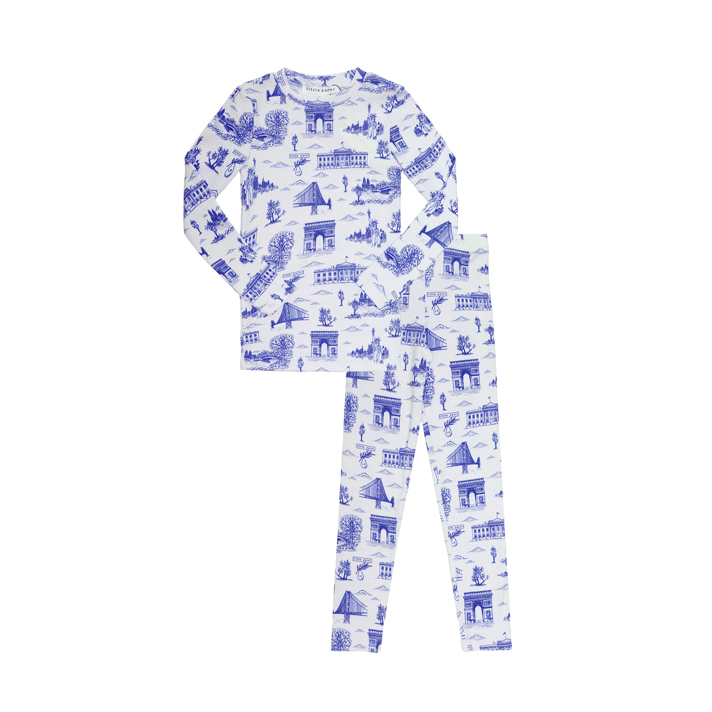 Toile Pajamas - Ivory/Blue