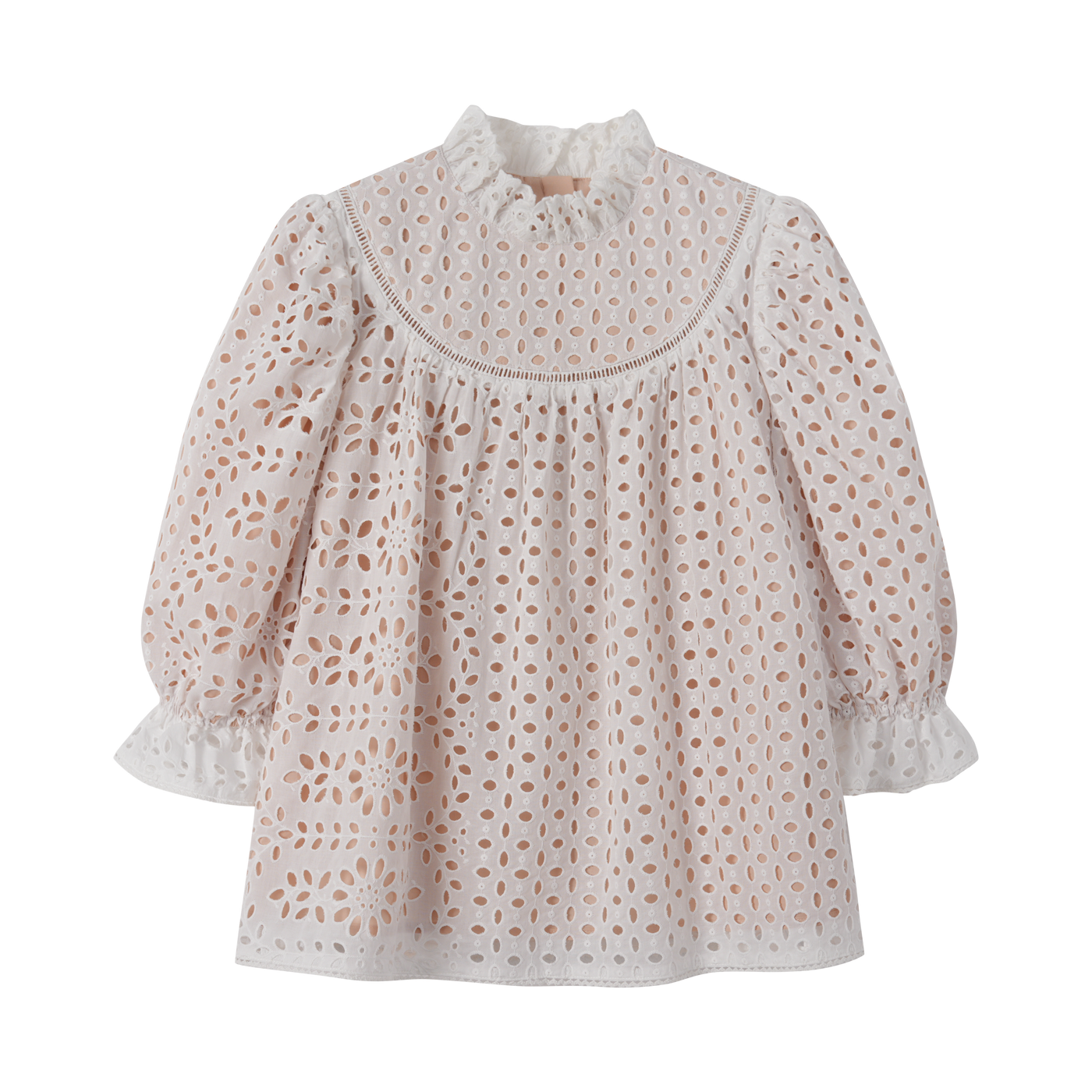 Round Yoke Eyelet Blouse