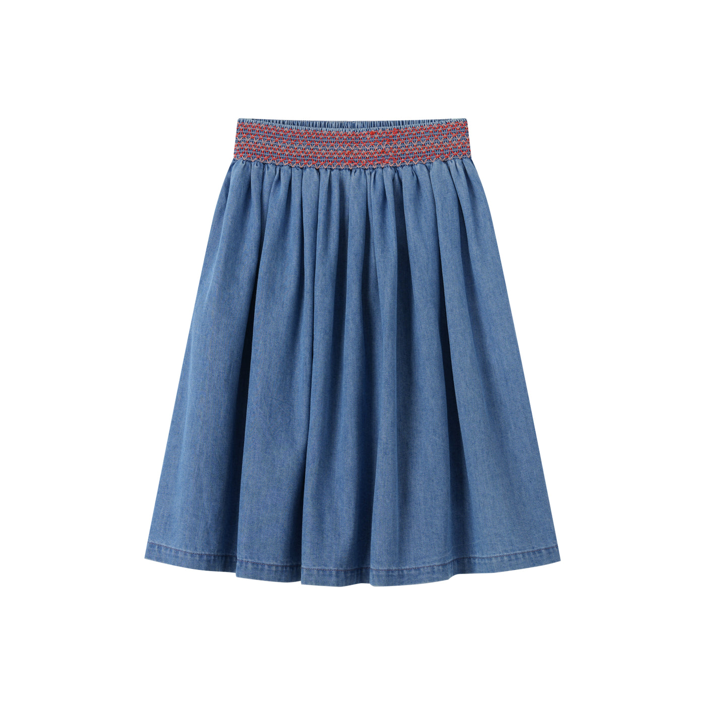 Denim Skirt W/ Smocked Waist