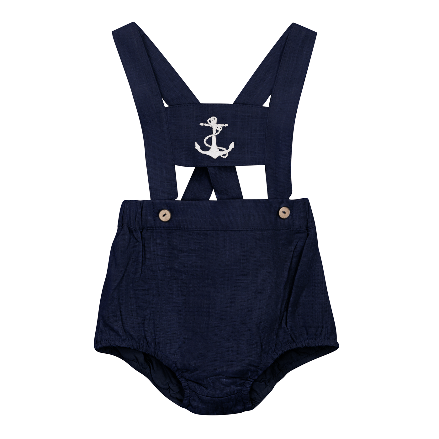 Linen Overall With Anchor Embroidery