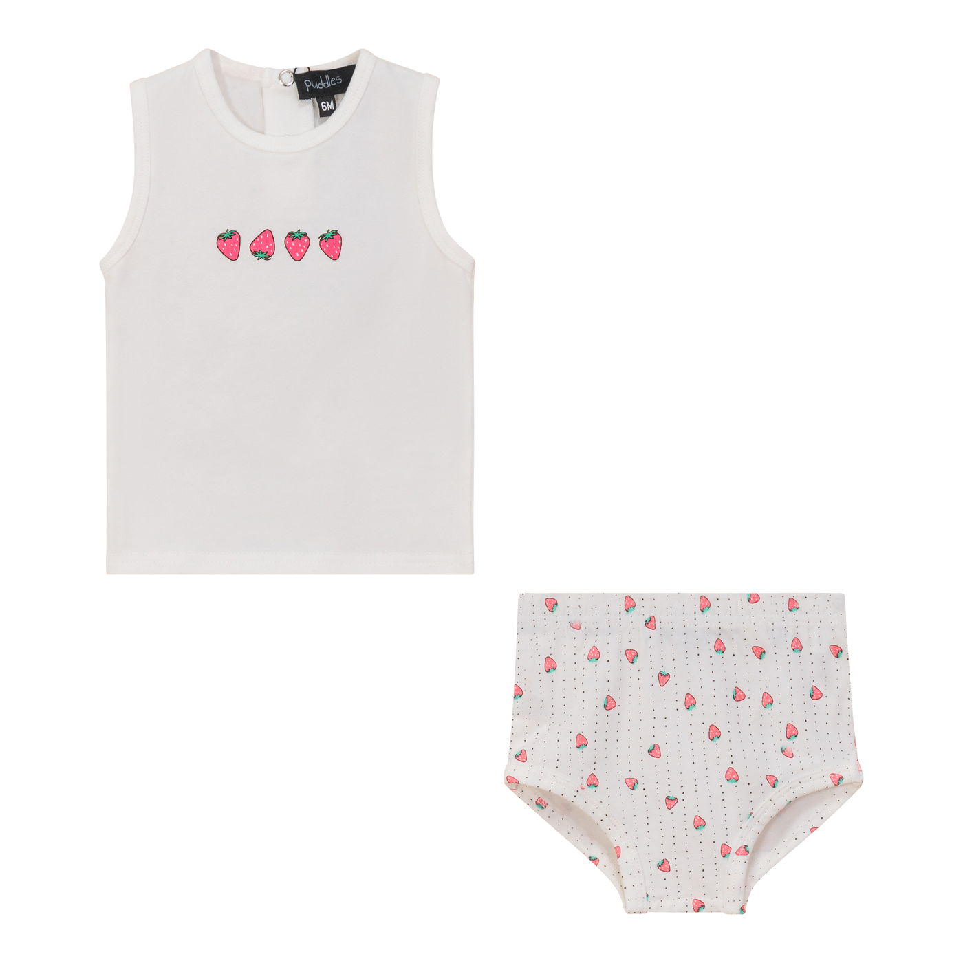 Cotton Berry Print 2 PC Set - OFF WHITE/RED