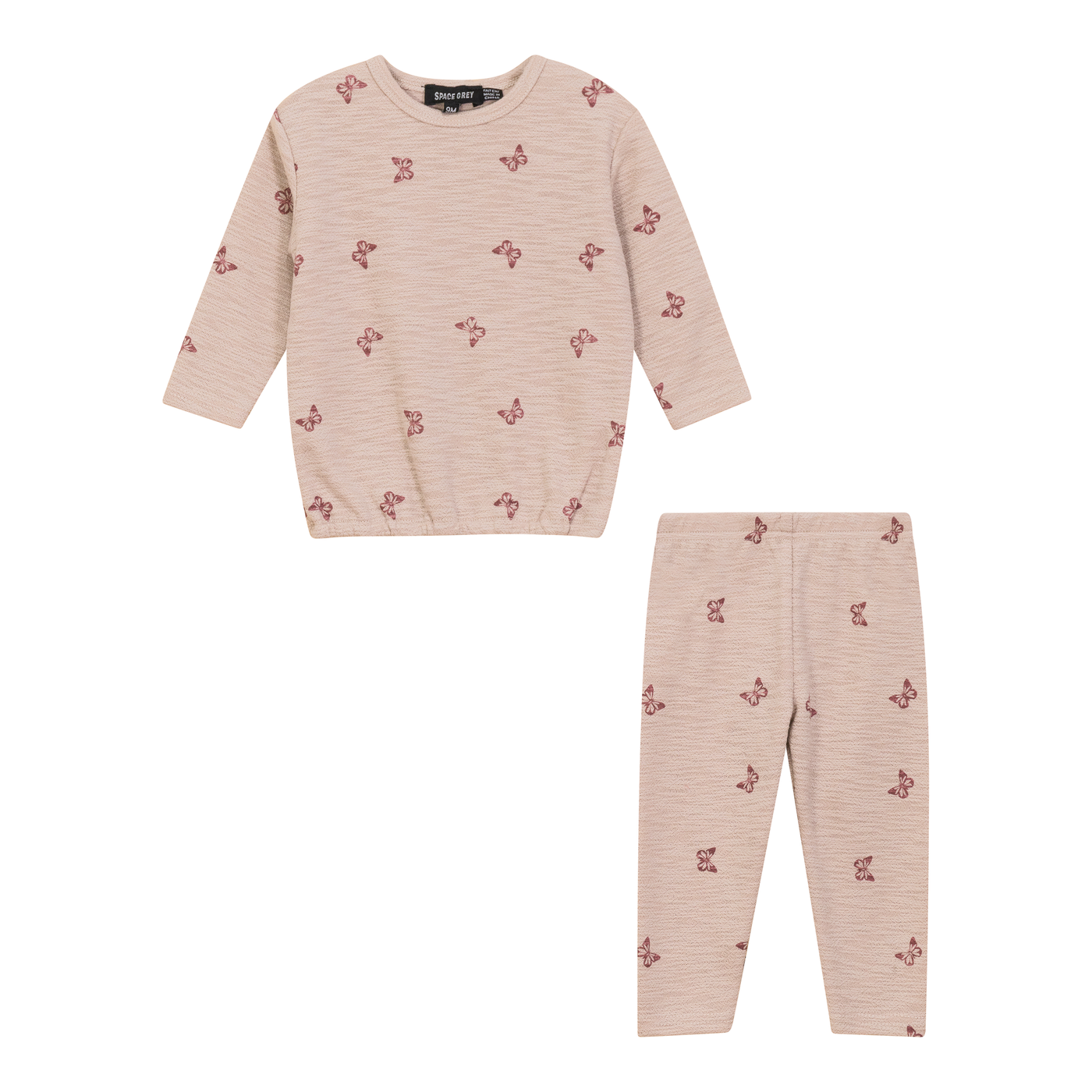 Baby Cotton Printed 2 PC Set Long - Nude