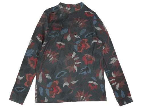 Line Floral Mock Neck Shell