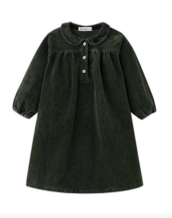 Peter Pan Collared Corduroy Dress - GREEN