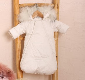 Zippered Solid Jacket+Footmuff - WHITE