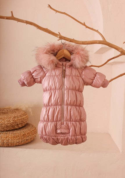 Gathered Baby Bunting - PINK