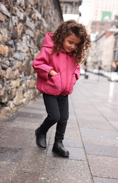 Pocket Quilted Gathered Jacket - FUCHSIA