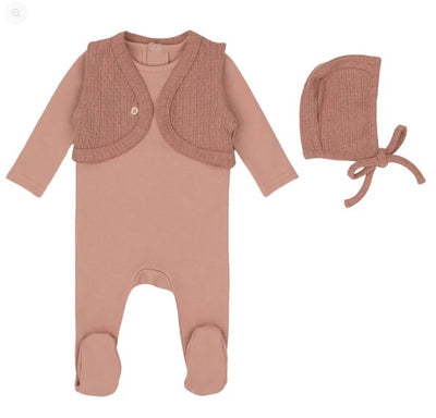 Classic Knit Vest Footie w/ Bonnet