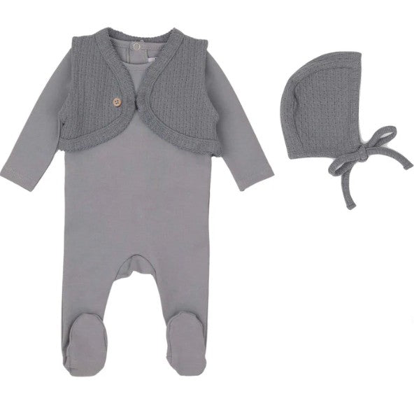 Classic Knit Vest Footie w/ Bonnet
