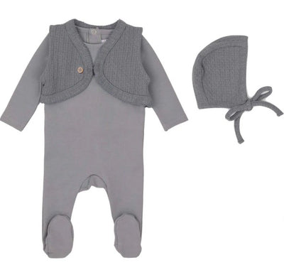 Classic Knit Vest Footie w/ Bonnet