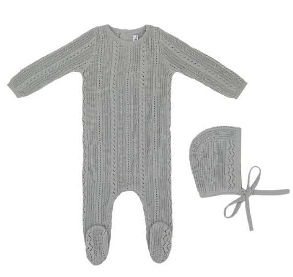 Pointelle Knit Footie w/ Hat