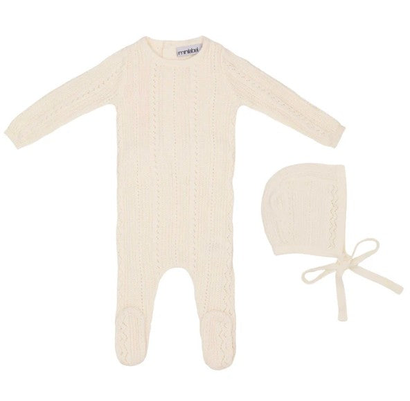 Pointelle Knit Footie w/ Hat