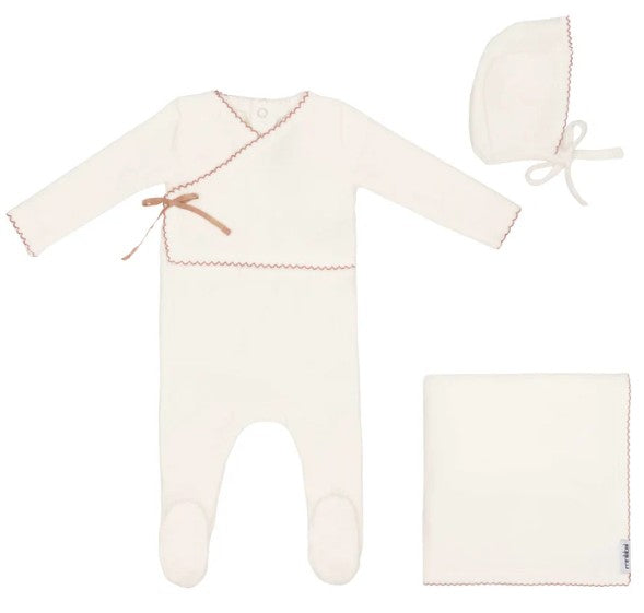 Classic Velour Kimono Footie w/ Hat And Blanket