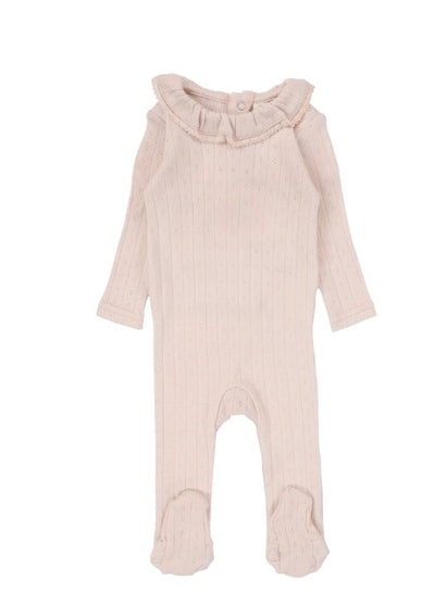 Fine Pointelle Collar Footie