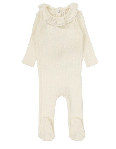 Fine Pointelle Collar Footie