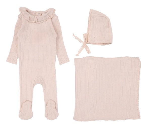 Fine Pointelle Collar Layette Set