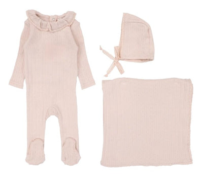 Fine Pointelle Collar Layette Set