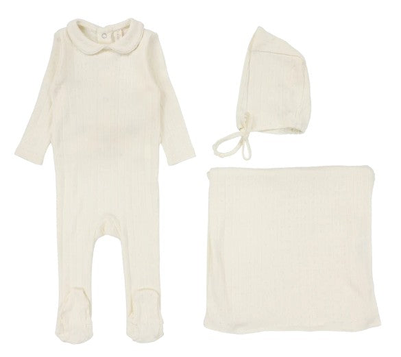 Fine Pointelle Collar Layette Set