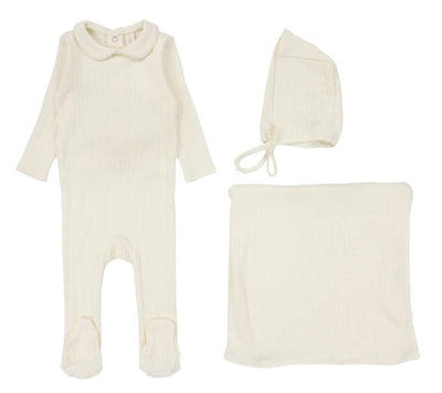 Fine Pointelle Collar Layette Set