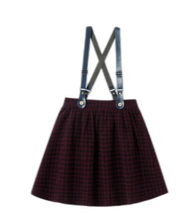 Checkered Skirt With Leather Suspender