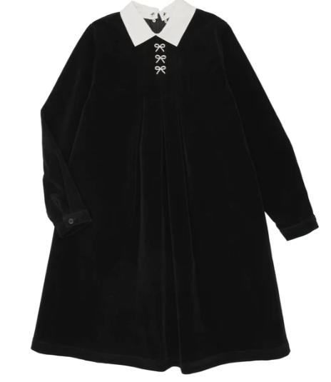 Black Velvet Dress W/ White Collar