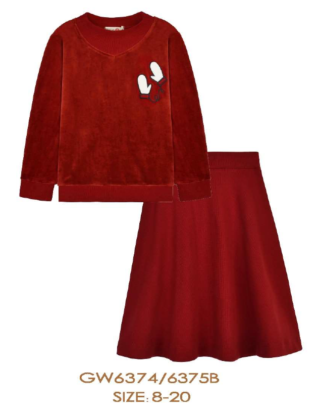 Velour Mitten Top+Skirt