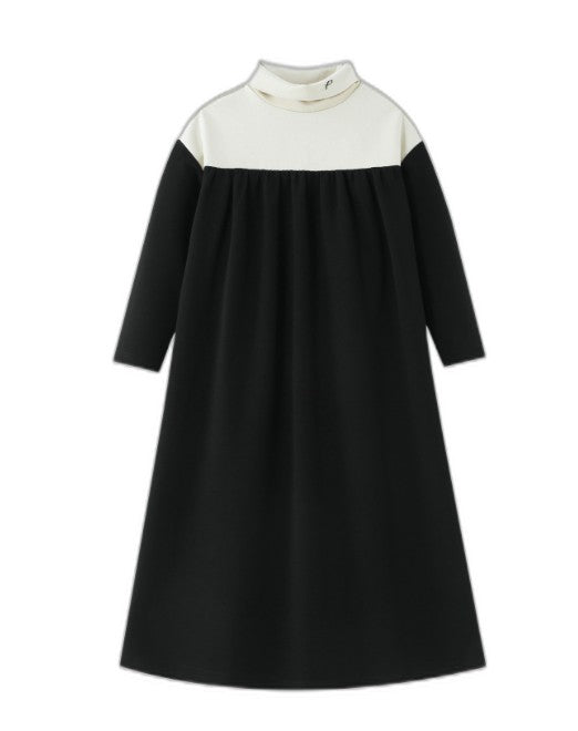 Colorblock Turtleneck Maxi Dress