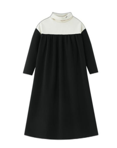 Colorblock Turtleneck Maxi Dress