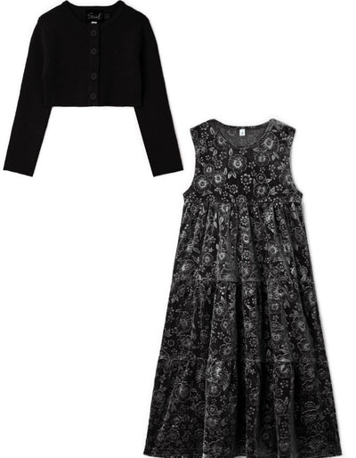 2PC Velour  Robe W Rib Cardigan