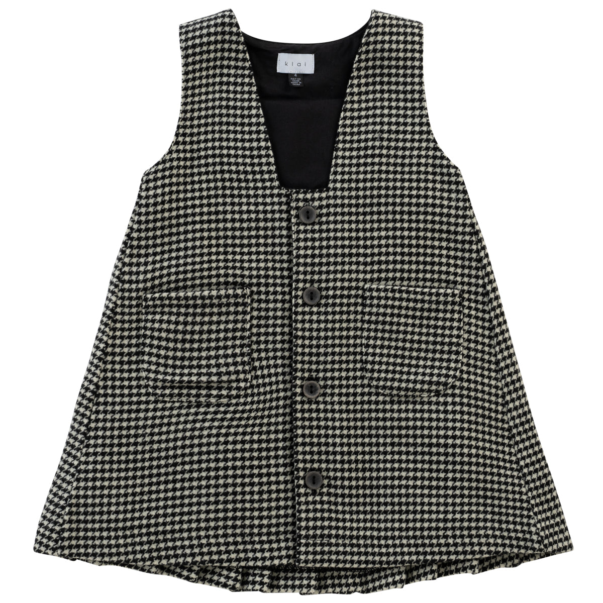 Pleat Houndstooth Dress
