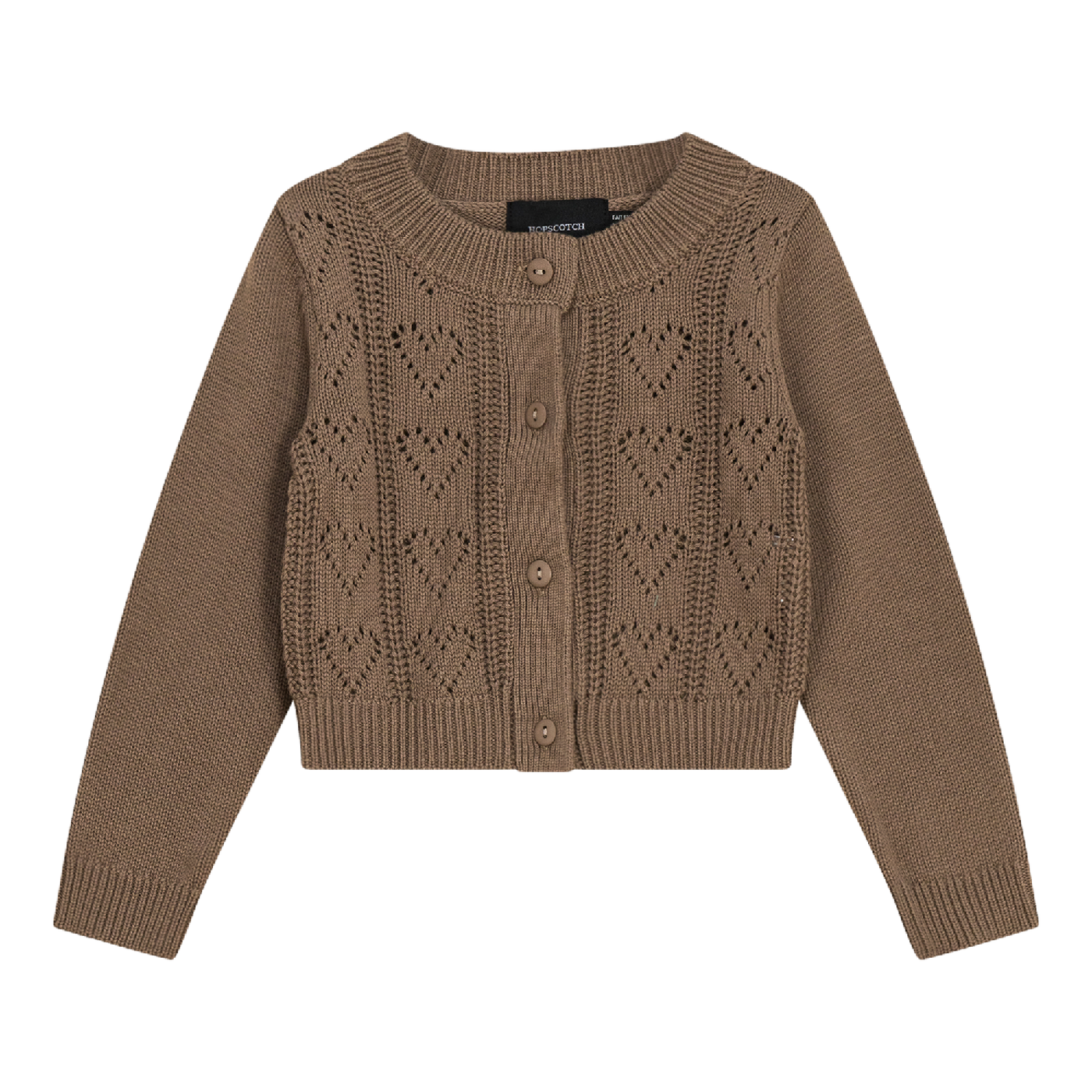 Girl's Pointelle Knit Heart Cardigan