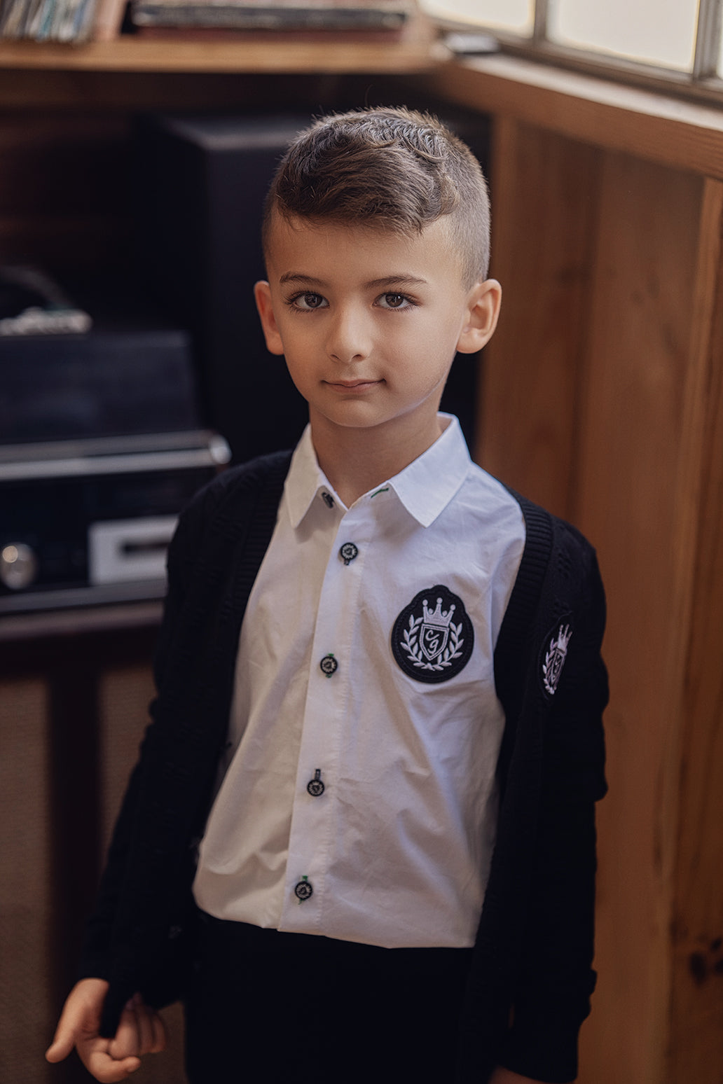 Boys Emblem White Shirt