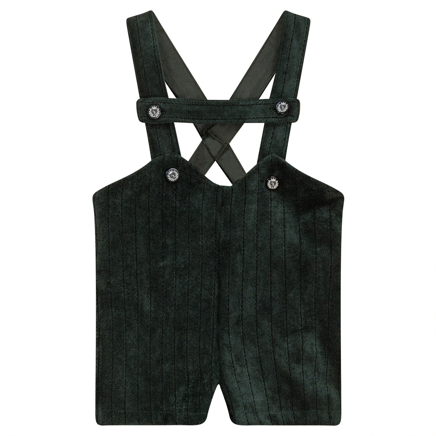 Striped Velour Baby Overall - Forest Green