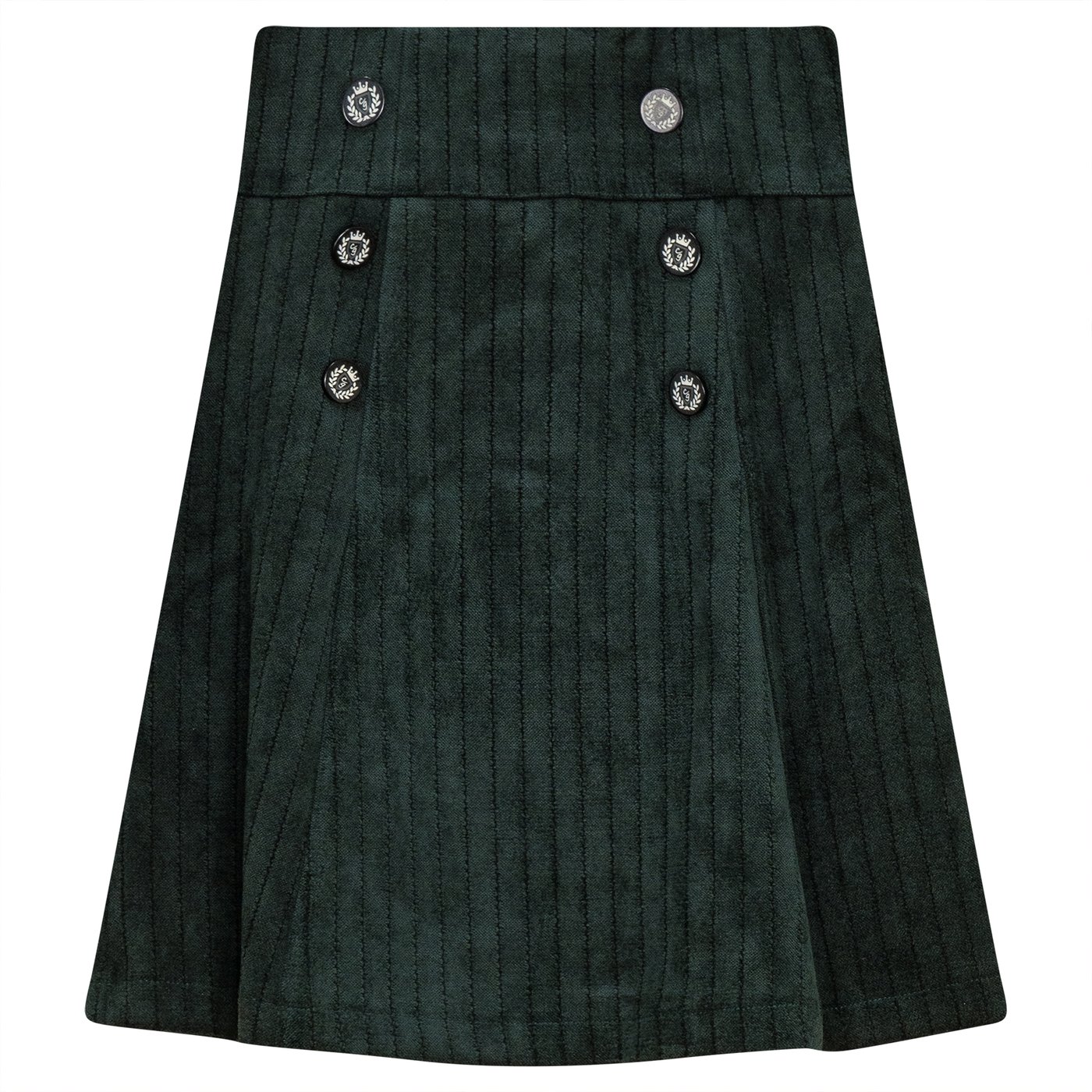 Striped Velour Skirt- Forest Green