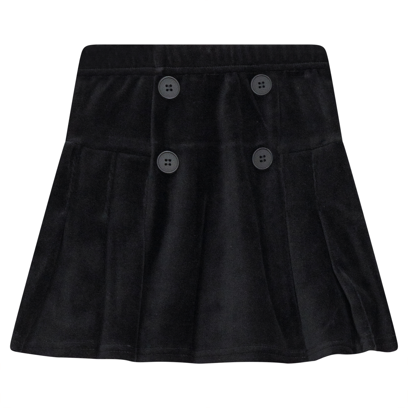 Cotton Velour Double Breasted Pleated Skirt