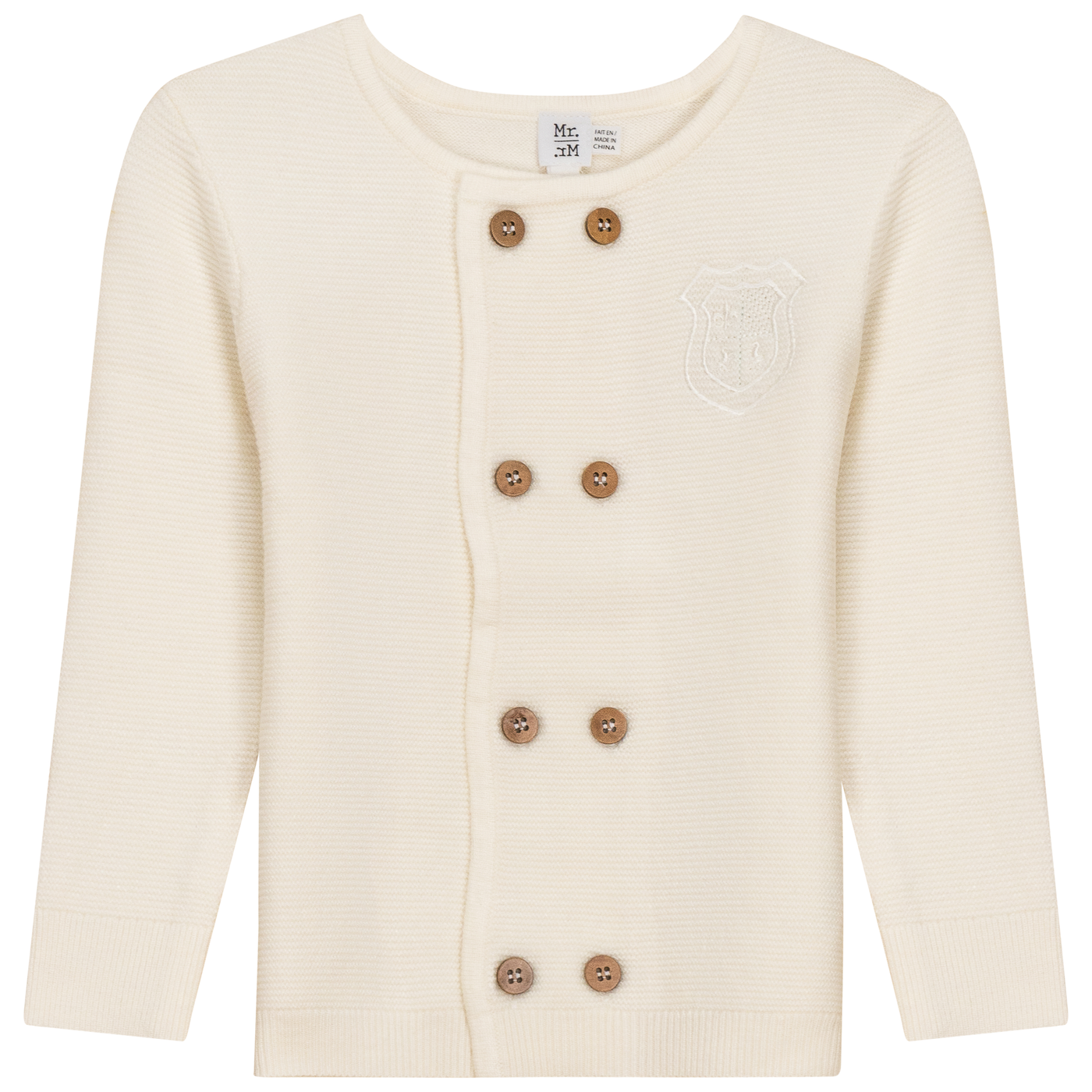 Knitted Boys Double Breasted Cardigan With Crest