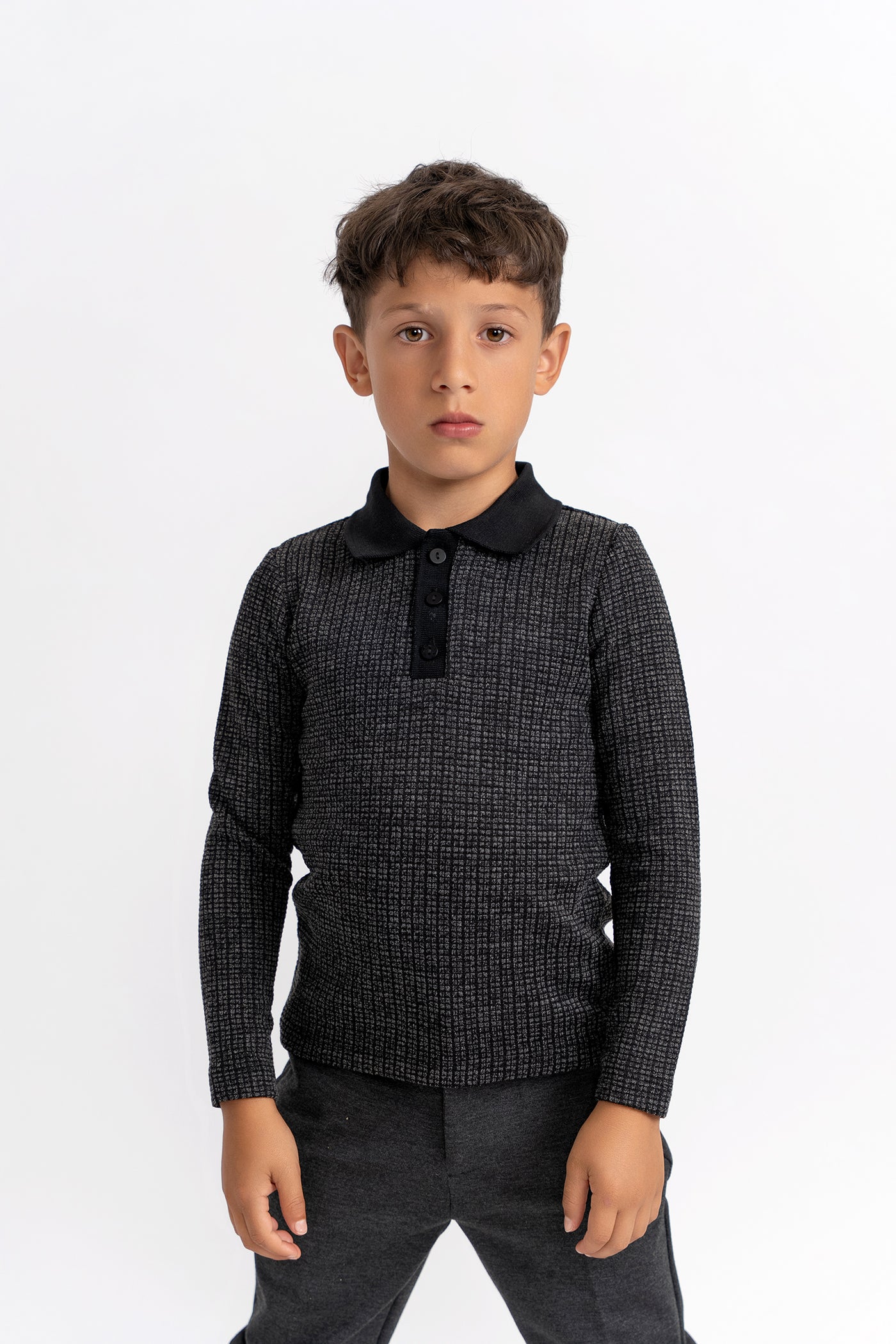 Washed Waffled LS Polo