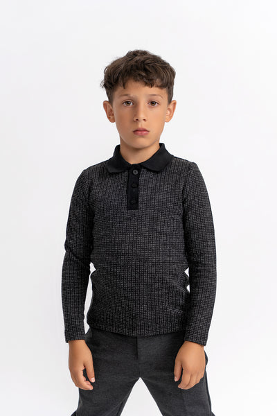 Washed Waffled LS Polo
