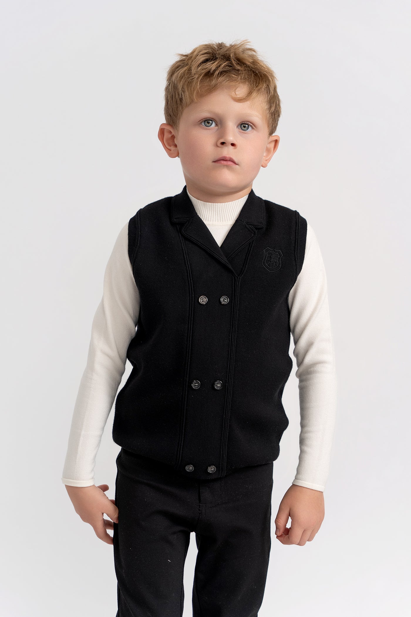 Boys Double Breasted Knit Vest