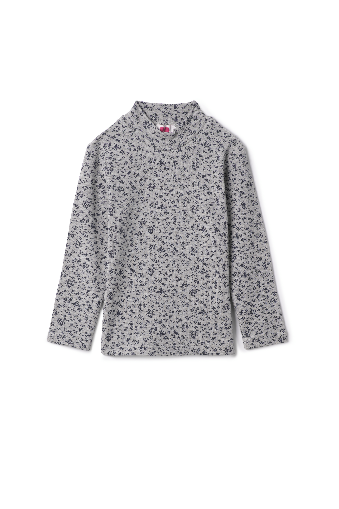 Floral Printed Rib Mock Neck