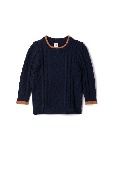 Knit Pullover with Camel Trim