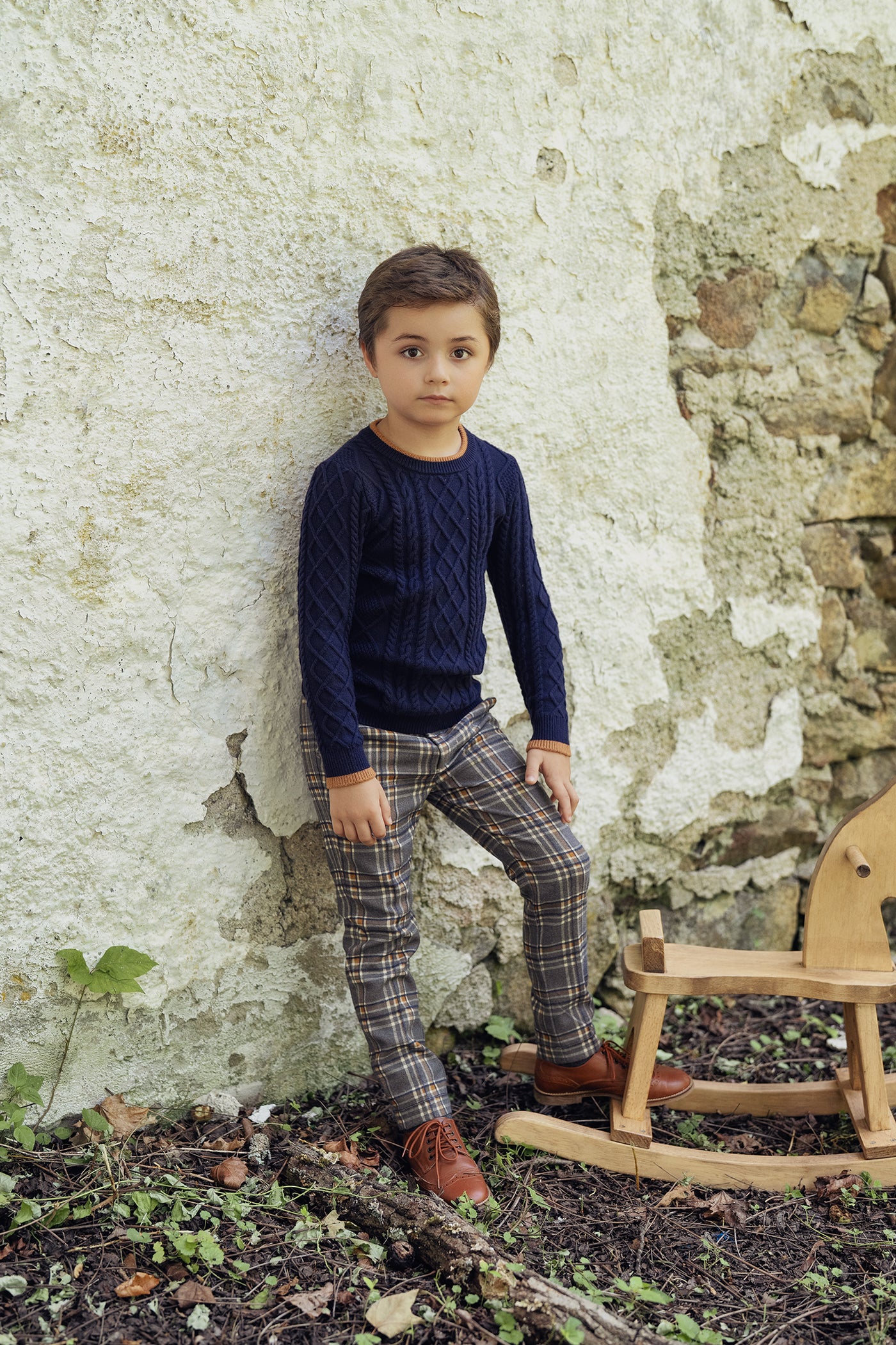 Knit Pullover with Camel Trim