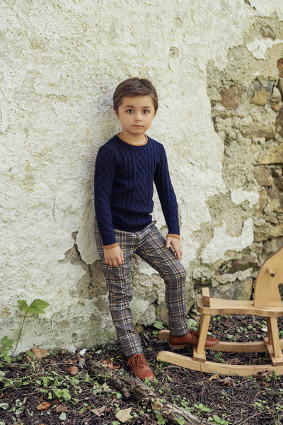 Knit Pullover with Camel Trim