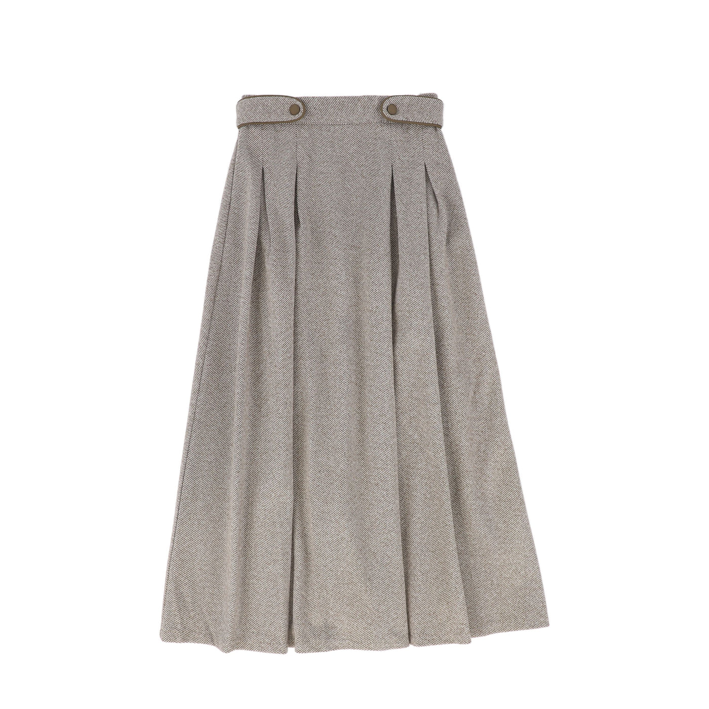 Herringbone Button Detail Skirt
