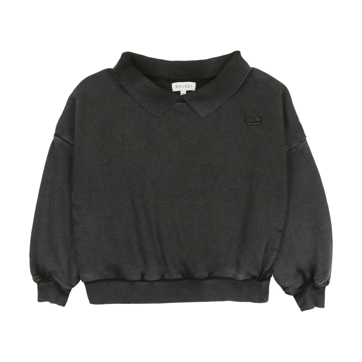 Washed Polo Sweatshirt - Black