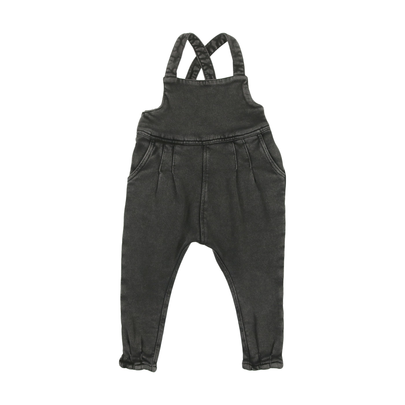 French Terry Baby Overall Set - Black