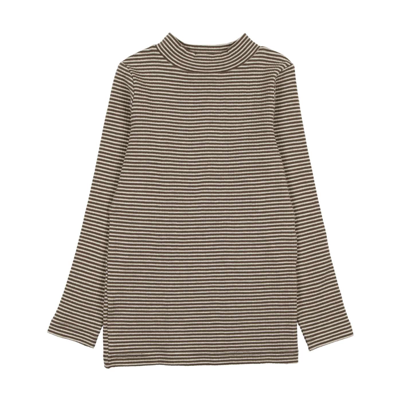 Girls Striped Mockneck - Oatmeal/Taupe