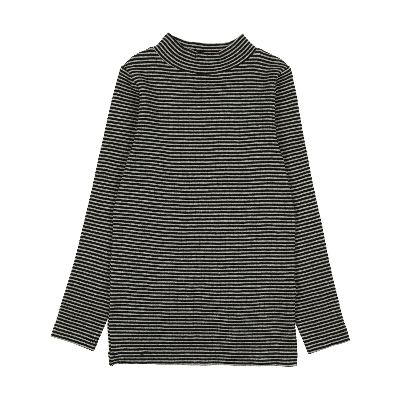 Girls Striped Mockneck - Grey/Black